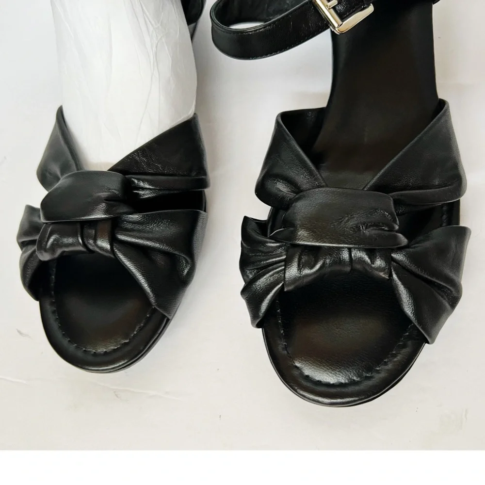 Amalfi by Rangoni Mandy Tortora leather Open Toe Low Ankle Strap Wedge Sandals